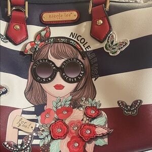 Nicole Lee Multicolor Tote with Red and Blue Accents